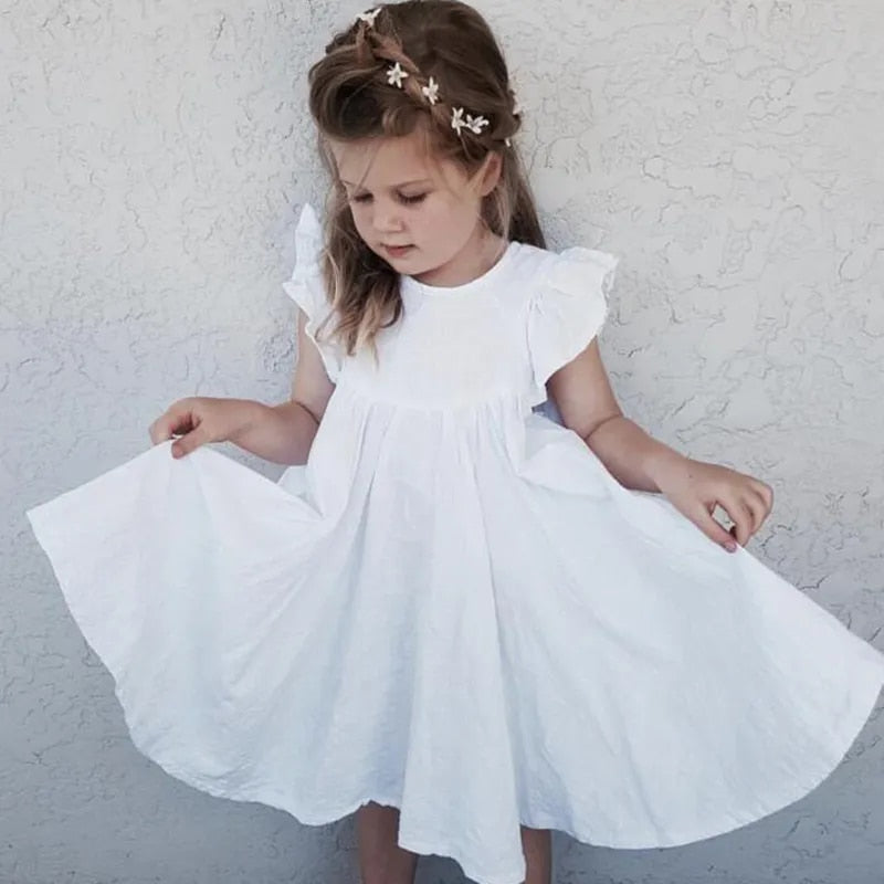 Vintage Cotton/Linen Ruffled Princess Dress (0-6Years) Toddlers, Girls