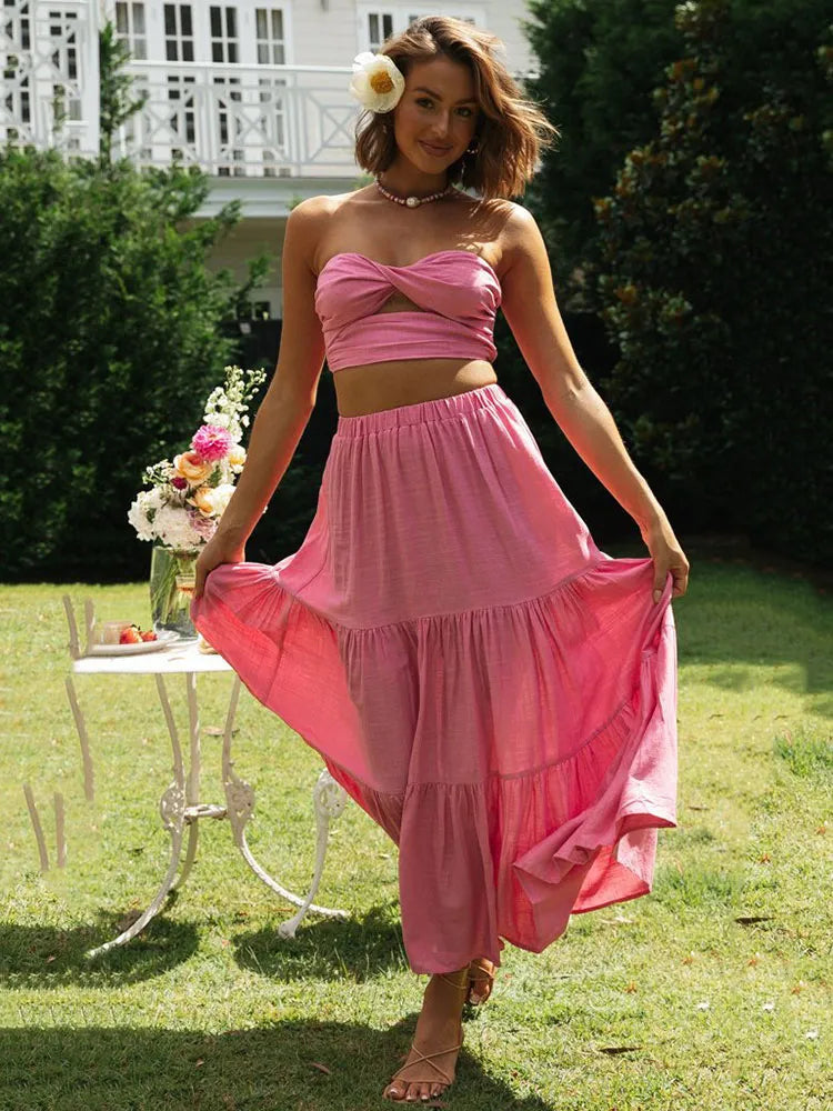 Boho/ Vintage Two-Piece Long Sundress