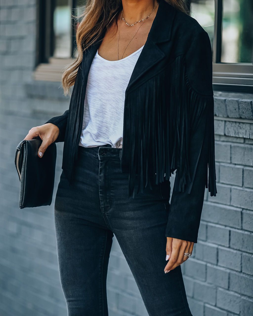 Women's 90s Vintage Streetwear Y2k Fringed Hem and Tassel Long Sleeve Fashion Motor Biker Style Jacket in Suede Leather