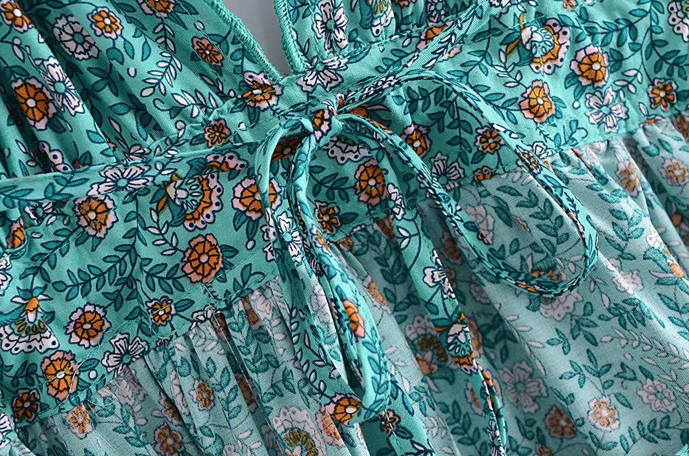 Boho A-Line Strapless Mini Dress with Halter Neck Backless Tie-Up