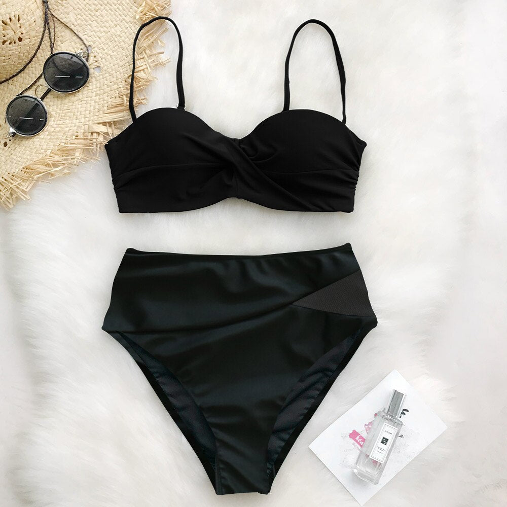 Vintage Style High Waist Printed Bikini Sets