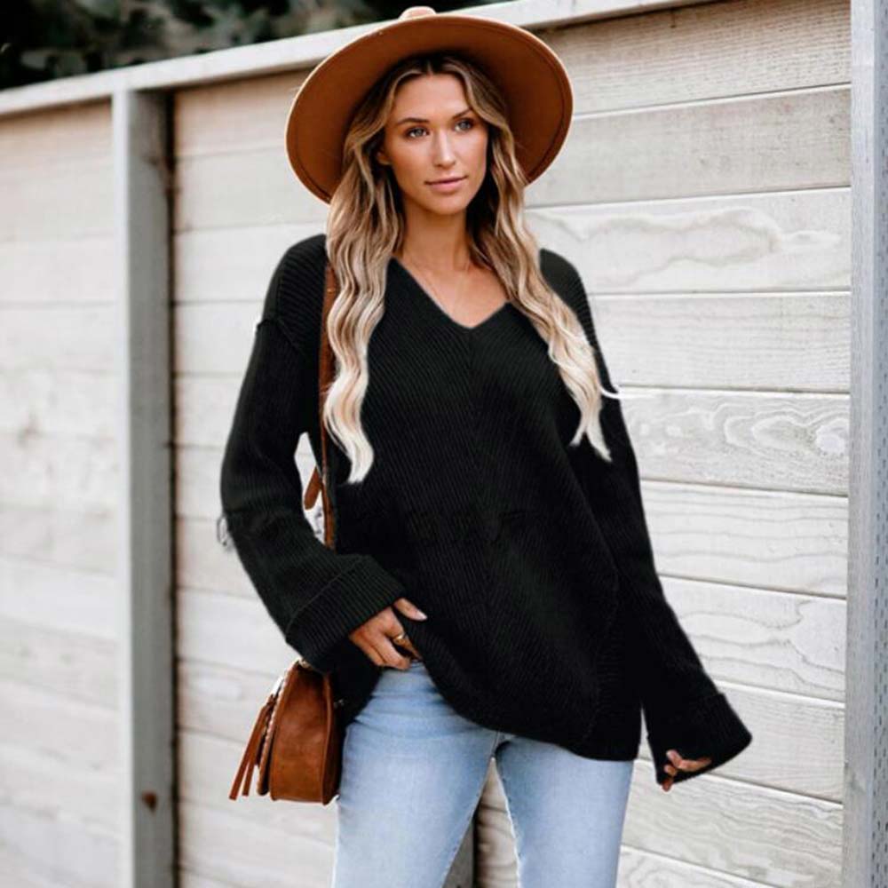Winter Knitted Jumper with Loose Long Sleeves