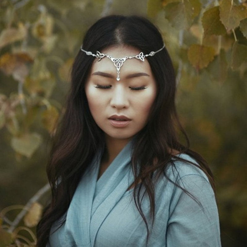 Gothic Knot Head Chain with Colourful Beads Hair Jewellery Accessory