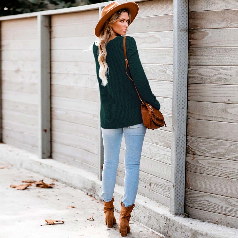 Winter Knitted Jumper with Loose Long Sleeves