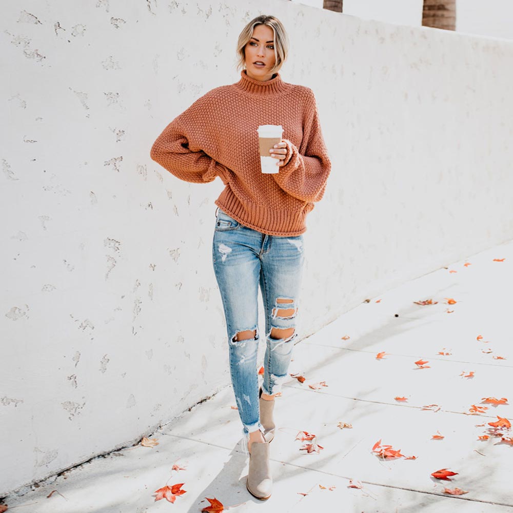 Winter Knitted Pullover High-Neck Jumper