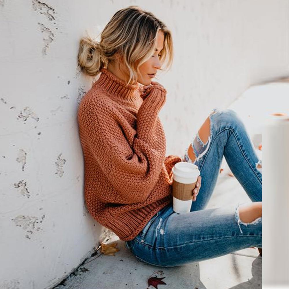 Winter Knitted Pullover High-Neck Jumper