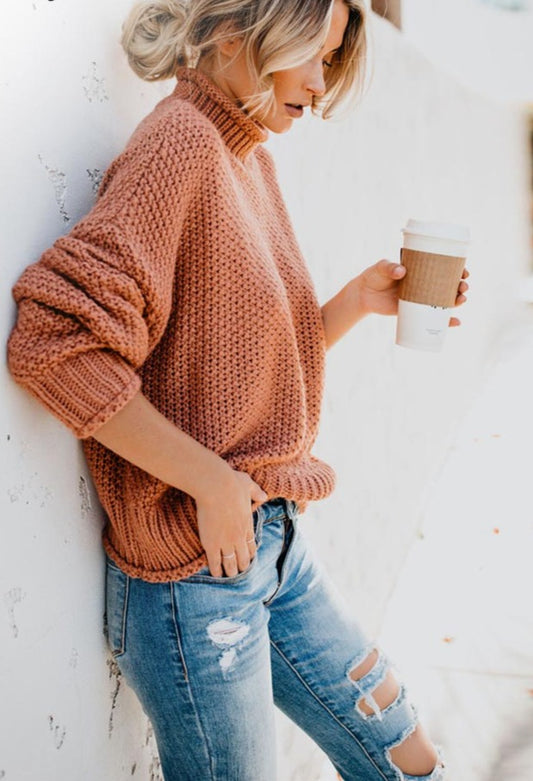 Winter Knitted Pullover High-Neck Jumper