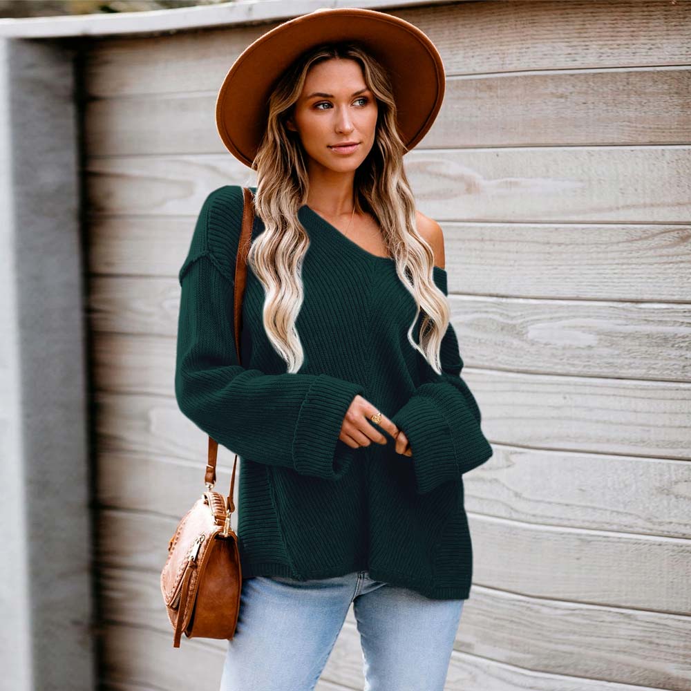 Winter Knitted Jumper with Loose Long Sleeves