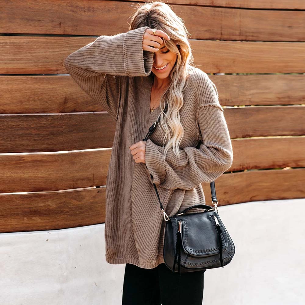 Winter Knitted Jumper with Loose Long Sleeves