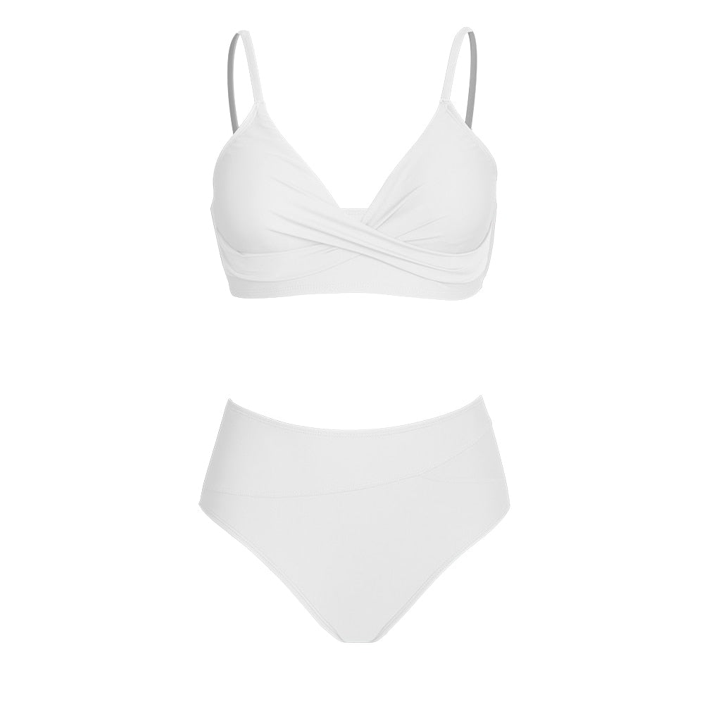 High-WaistTwist Tank Two Piece Bikini Set with V-neck
