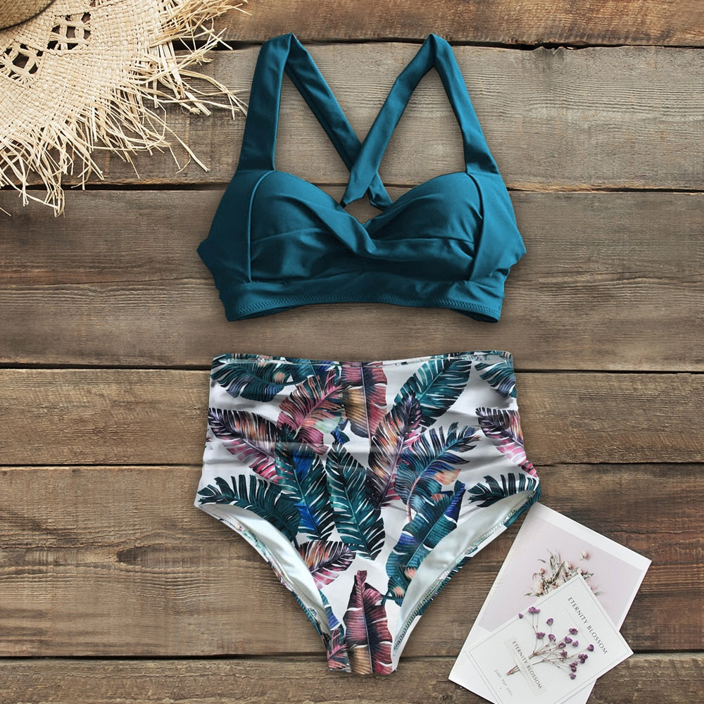 Vintage Style Two Piece High Waist Bikini Sets