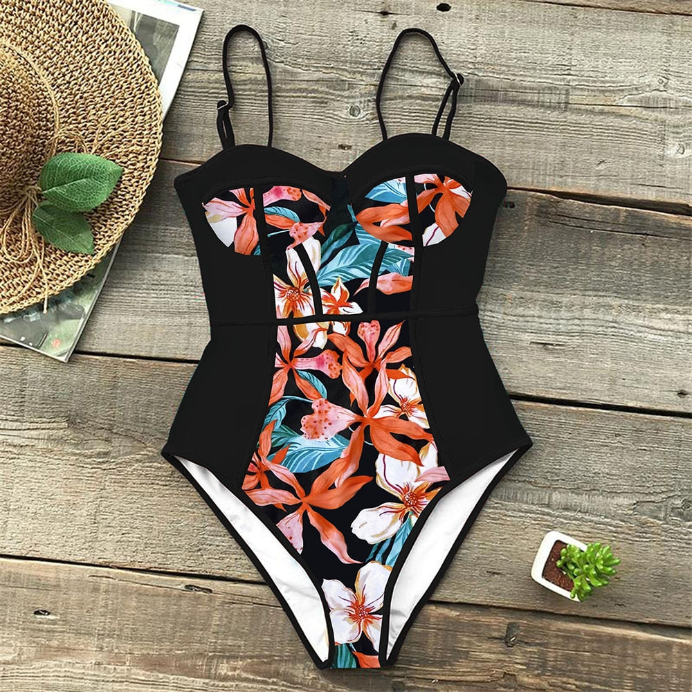 Vintage Style Monokini One Piece Swimsuit