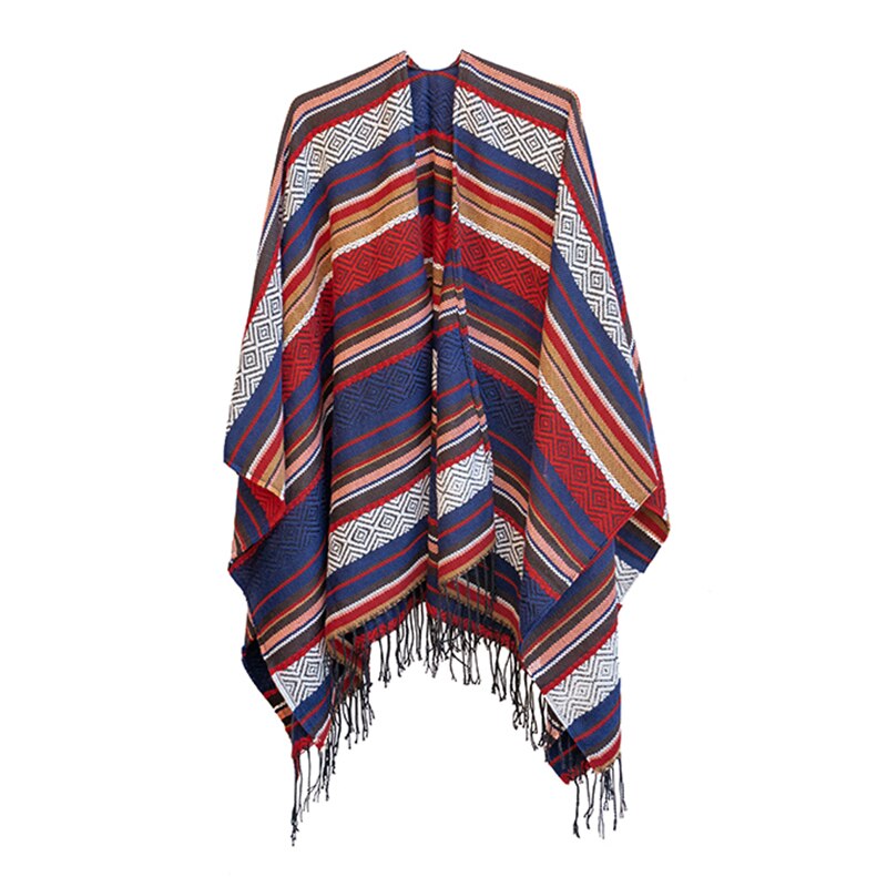 Winter Gypsy/ Boho Floral Knitted Poncho Capes with Tassels