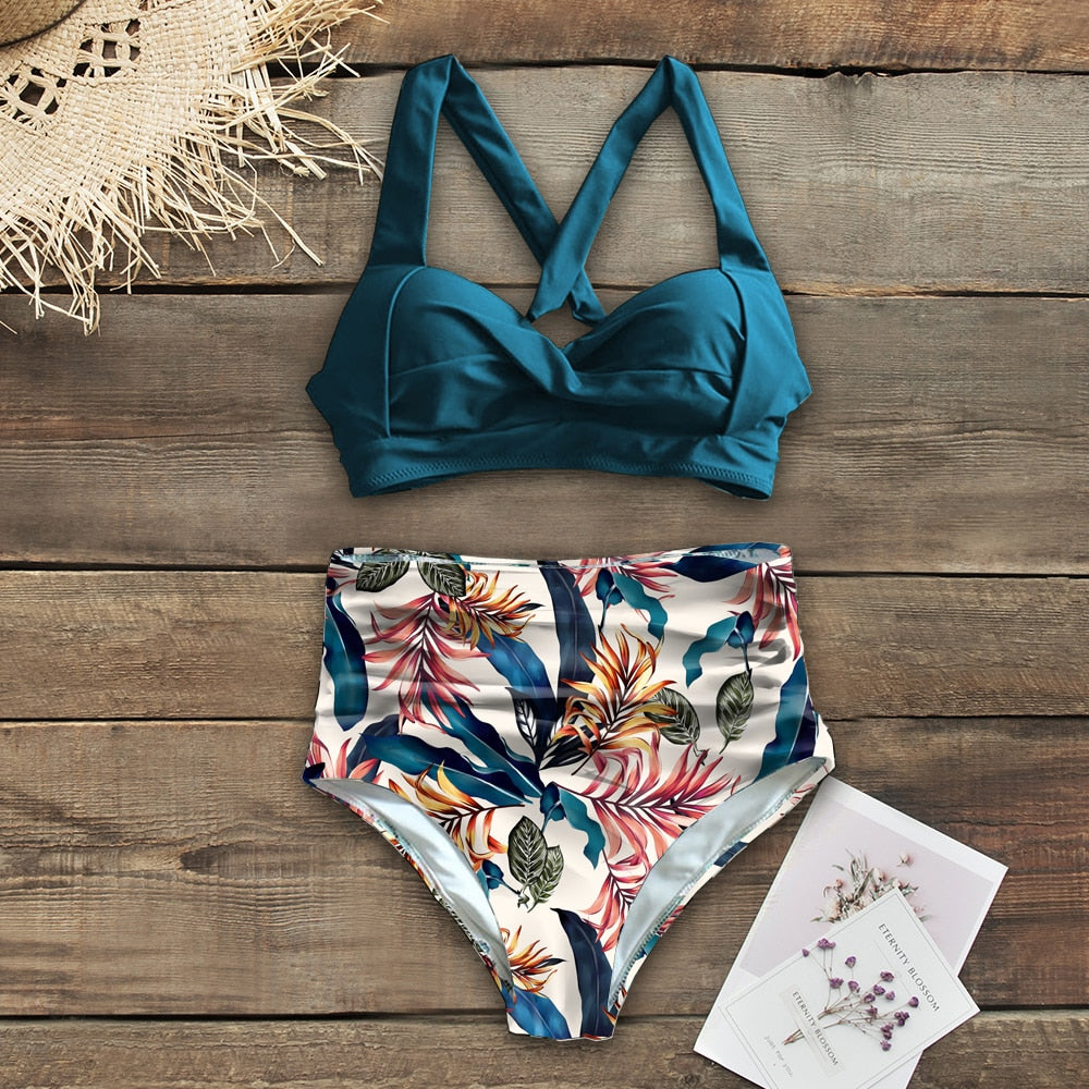 Vintage Style Two Piece High Waist Bikini Sets