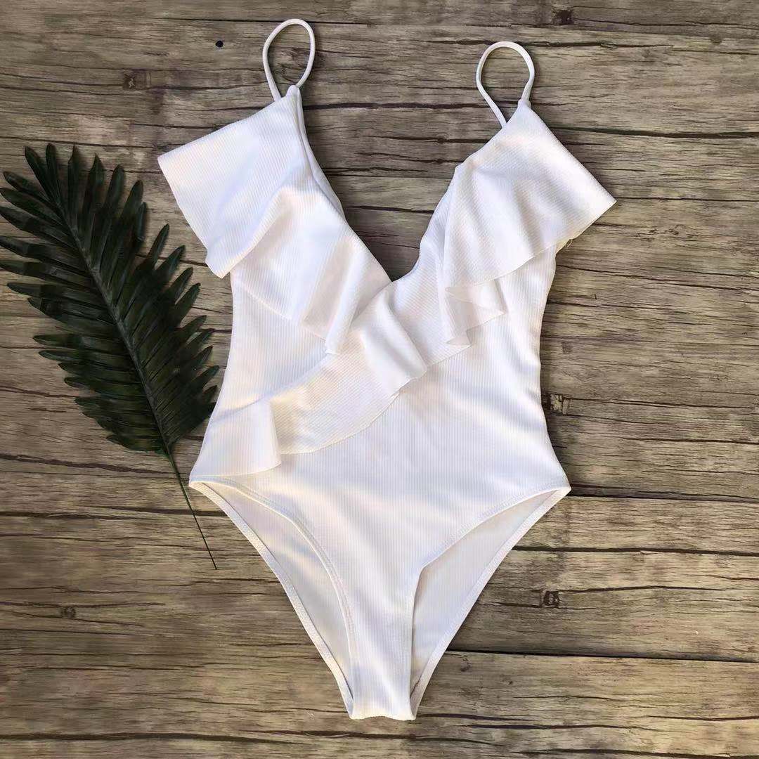Vintage Style One-Piece Monokini Ruffle Swimsuit