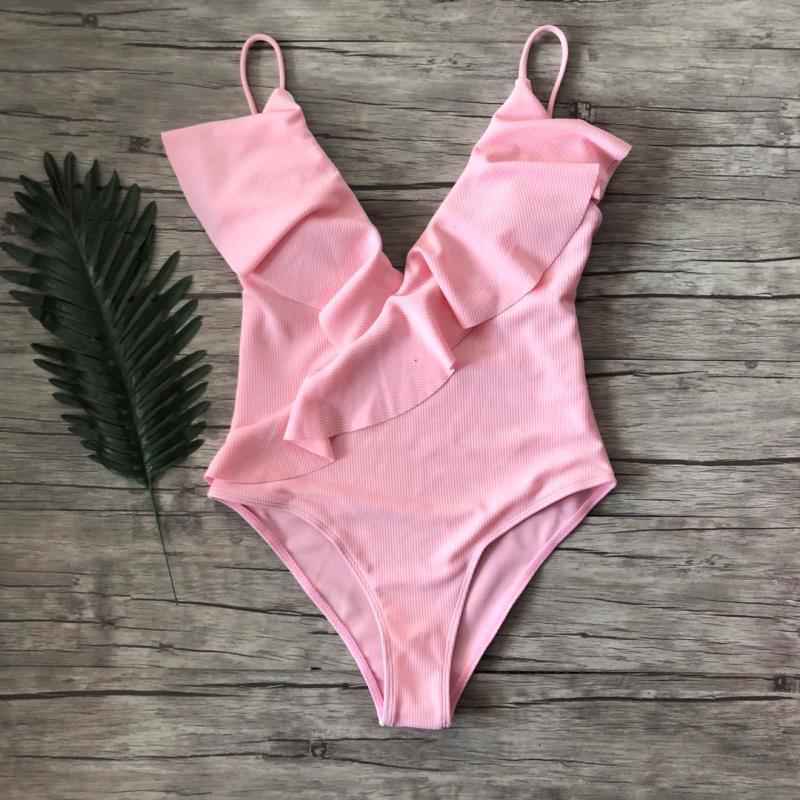 Vintage Style One-Piece Monokini Ruffle Swimsuit
