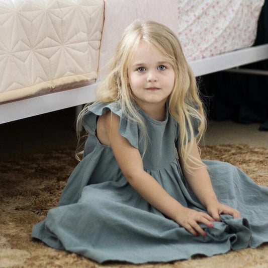 Vintage Cotton/Linen Ruffled Princess Dress (0-6Years) Toddlers, Girls