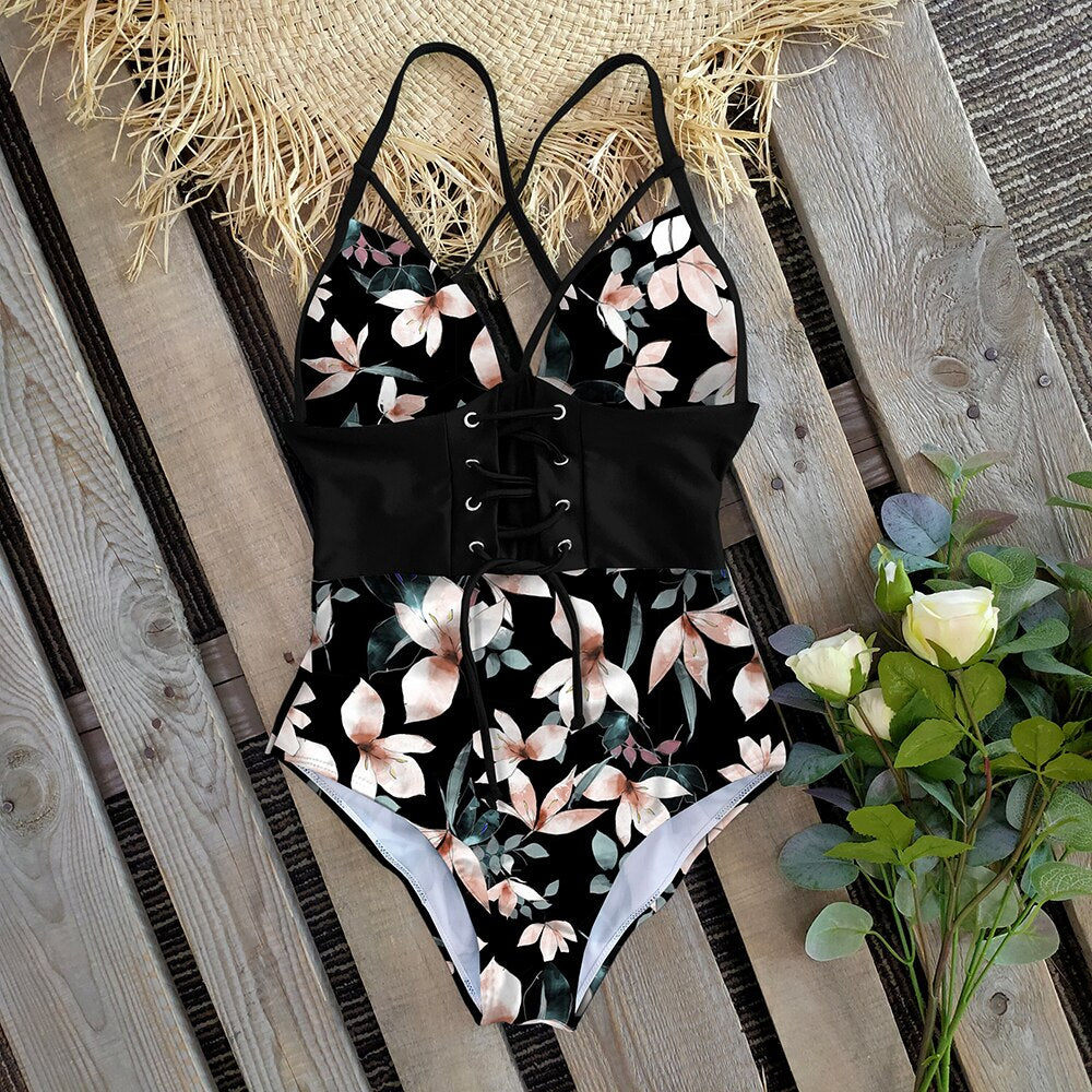 Vintage Style Monokini One Piece Swimsuit