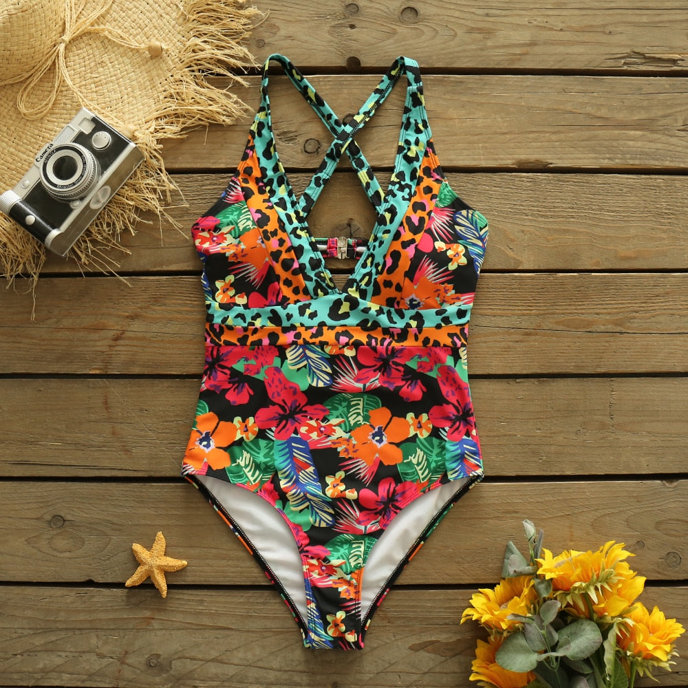 Vintage Style Monokini One Piece Swimsuit