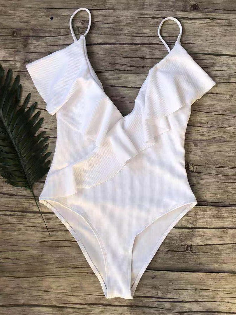 Vintage Style One-Piece Monokini Ruffle Swimsuit